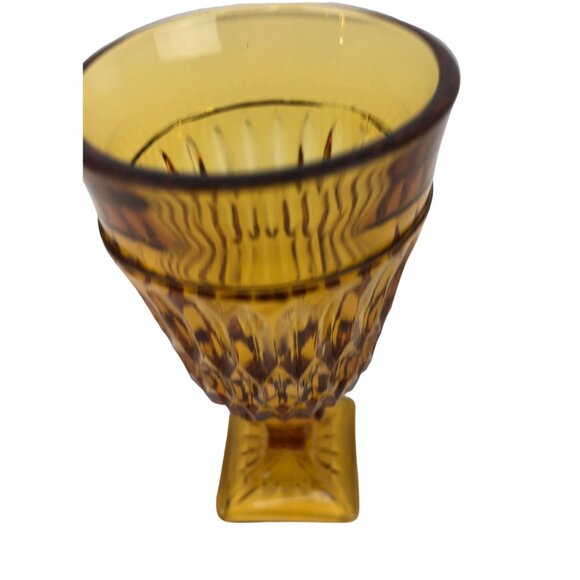 Indiana Glass Colony Park Lane Amber Wine Water Goblet Footed - Picture 4 of 10
